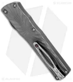 Brian Tighe Custom Twist Tighe Dagger D/A OTF Automatic Ruby (3.6" Damascus) -Knife Shop Brian Tighe Custom Twist Tighe Dagger DA OTF Auto Damacore BHQ 99313 jr side