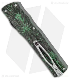 Brian Tighe Custom Twist Tighe Dagger OTF Green Fat CF (3.75" Damasteel) 8 Brian Tighe Custom Twist Tighe Dagger OTF Green Fat CF (3.75" Damasteel) -Knife Shop Brian Tighe Custom Twist Tighe Dagger Green Fat Carbon Damasteel BHQ 115800 jr side