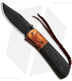 Burr Oak Knives C-MO Clip Point Knife Copper/Corvette Racing CF (2.6" Black)