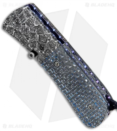 Burr Oak Knives C-MO Full Dress Knife Blue LSCF/Zombie Damascus (2.6" San Mai) 2 Burr Oak Knives C-MO Full Dress Knife Blue LSCF/Zombie Damascus (2.6" San Mai) - Image 2