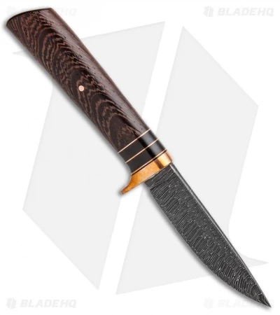 Burr Oak Knives Hunter Fixed Blade Knife Copper/Wenge (3.9" Damascus) 2 Burr Oak Knives Hunter Fixed Blade Knife Copper/Wenge (3.9" Damascus) - Image 2