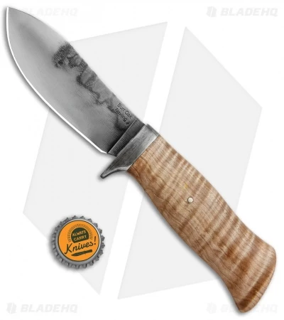 Burr Oak Knives Nessmuk Fixed Blade Wrought Iron/Curly Maple (4.6" Hamon) 4 Burr Oak Knives Nessmuk Fixed Blade Wrought Iron/Curly Maple (4.6" Hamon) - Image 4