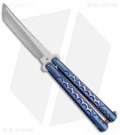 Chuck Gedraits Custom Balisong #165 Knife Blue Ti W/ Kevlar LSCF Latch (Satin)