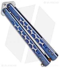 Chuck Gedraits Custom Balisong #165 Knife Blue Ti W/ Kevlar LSCF Latch (Satin) 6 Chuck Gedraits Custom Balisong #165 Knife Blue Ti W/ Kevlar LSCF Latch (Satin) -Knife Shop Chuck Gedraitis Custom Channel Balisong 165 Blue Ti Kevlar LSCF Latch BHQ 71716 jr side