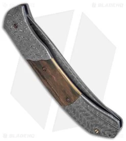 Chuck Gedraitis Custom Clever Girl Automatic Knife + Stand (3.75" Damascus) 7 Chuck Gedraitis Custom Clever Girl Automatic Knife + Stand (3.75" Damascus) -Knife Shop Chuck Gedraitis Custom Clever Girl Auto Damascus Mastadon BHQ 147742 jr side