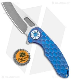 Curtiss Custom F3 Medium Slim Frame Lock Knife Blue Titanium (3.15" TT MagnaCut) -Knife Shop Curtiss Knives F3 Medium Slim Wharncliffe Knife PM Milled Blue Ti SW BHQ 172848 jr bottlecap