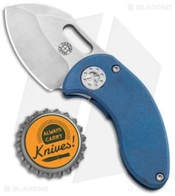 Curtiss Custom Knives Nano Frame Lock Folder Knife Blue Titanium (1.875" SW) -Knife Shop Curtiss Knives Nano FL Blue Ti SW BHQ 93079 jr bottlecap
