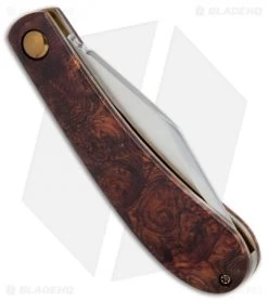 Doc Shiffer Custom Backpocket Slipjoint Knife Brazilian Burl (3.125" Satin) -Knife Shop Doc Shiffer custom backpocket slipjoint brazilian burl satin BHQ 74204 er side