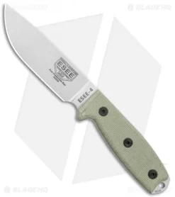 ESEE Knives ESEE-4 Fixed Blade Knife Gray Micarta (4.5" Stonewash S35VN)