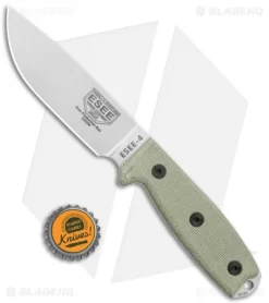 ESEE Knives ESEE-4 Fixed Blade Knife Gray Micarta (4.5" Stonewash S35VN) -Knife Shop ESEE Knives ESEE 4 Gray Micarta SW ESEE 4P35V BHQ 118459 jr bottlecap
