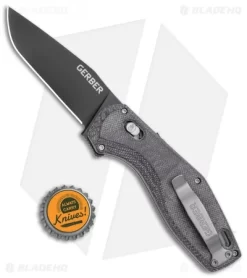 Gerber Hyperflip Assisted Opening Knife Black/Gray Micarta (3.4" Blk) 30-001852 -Knife Shop Gerber Hyperflip Assisted Opening Black Gray Micarta Black BHQ 120840 jr bottlecap