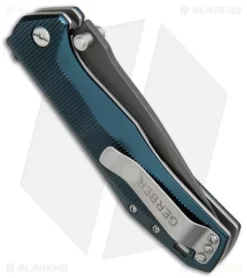 Gerber Index Liner Lock Knife Blue Aluminum (3.3" Gray) 30-001356 -Knife Shop Gerber Index LL Blue Alum 30 001356 BHQ 67400 jr side