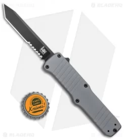 HK Hadron D/A OTF Automatic Knife Gray Aluminum (3.375" Black Tanto Serr) 54002 -Knife Shop HK Hadron DA OTF Auto Gray Aluminum Black Tanto Serr BHQ 105945 jr bottlecap