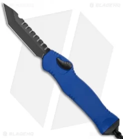 Heretic Knives Hydra OTF Automatic Knife Blue Tanto (3.625" DLC)