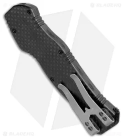 Heretic Knives Hydra OTF Automatic Knife Full Carbon Fiber W/ Blue Ti Cover -Knife Shop Heretic Knives Hydra OTF Auto CF Blue Ti Cover BHQ 75780 jr side