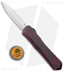 Heretic Knives Manticore-X Plain/Serrated OTF Knife Battleworn Red (3.75" SW) -Knife Shop Heretic Knives Manticore X OTF Breakthrough Red SW Serr H032 2C BRKRD BHQ 99362 jr bottlecap