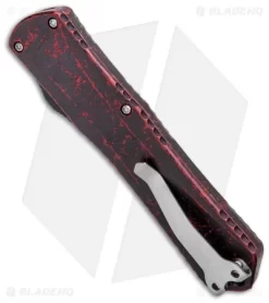 Heretic Knives Manticore-X Plain/Serrated OTF Knife Battleworn Red (3.75" SW) -Knife Shop Heretic Knives Manticore X OTF Breakthrough Red SW Serr H032 2C BRKRD BHQ 99362 jr side