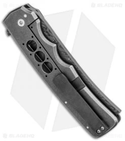 Jason Clark Custom Razor Frame Lock Knife White G-10/Zirc (3.625" Damascus) -Knife Shop Jason Clark Custom Razor FL White G 10 Zirc Damascus BHQ 85901 jr side