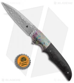 Jason Clark DP Flipper Frame Lock Knife Marbled CF/Timascus (3.5" Damascus) -Knife Shop Jason Clark DP Marbled CF Timascus Razorwire Damascus BHQ 99266 jr bottlecap