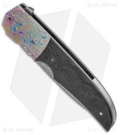 Knife Shop -Knife Shop Jason Clark DP Marbled CF Timascus Razorwire Damascus BHQ 99266 jr spine