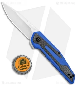 Kershaw Anso Fraxion Liner Lock Knife CF/Blue G-10 (2.75" Satin) 1160BLU -Knife Shop Kershaw Anso Fraxion LL CF Blue G 10 1160BLU BHQ 79684 jr bottlecap