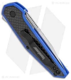 Kershaw Anso Fraxion Liner Lock Knife CF/Blue G-10 (2.75" Satin) 1160BLU -Knife Shop Kershaw Anso Fraxion LL CF Blue G 10 1160BLU BHQ 79684 jr side