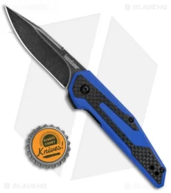 Kershaw Anso Fraxion Liner Lock Knife CF/Blue G-10 (2.75" Black SW) 1160BLUBW -Knife Shop Kershaw Anso Fraxion LL CF Blue G 10 Black SW 1160BLUBW BHQ 79685 jr bottlecap