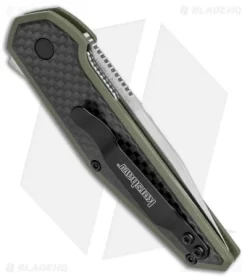 Kershaw Anso Fraxion Liner Lock Knife CF/OD Green G-10 (2.75" Satin) 1160OL -Knife Shop Kershaw Anso Fraxion LL CF Green G 10 1160OL BHQ 79686 jr side