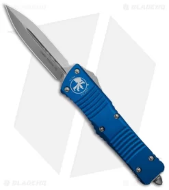Microtech Combat Troodon OTF D/E Knife Blue Aluminum (3.8" Satin) 142-4BL