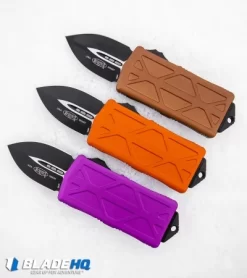 Microtech Exocet Dagger CA Legal OTF Automatic Violet (1.9" Black Serr) 157-2 VI -Knife Shop Microtech Exocet Dagger CA Legal OTF Automatic Knife Orange Black BHQ 104688 kp snow web