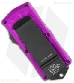 Microtech Exocet Dagger CA Legal OTF Automatic Violet (1.9" Black Serr) 157-2 VI -Knife Shop Microtech Exocet Dagger CA Legal OTF Automatic Violet 1.9in Black Serr 157 2 VI BHQ 115649 LS Side