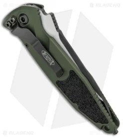 Microtech Socom Elite T/E Automatic Knife OD (4" Two Tone Serrated) 161A-2OD -Knife Shop Microtech Socom Elite TE Auto OD Green TT Serr 161A 2OD BHQ 99305 jr side