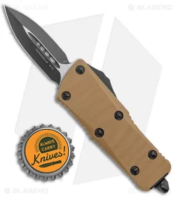 Microtech Troodon Mini Dagger CA Legal OTF Auto Knife SS Tan G-10 (1.9" Black) -Knife Shop Microtech Troodon Mini DE CA Legal OTF SS Tan G 10 Black BHQ 140628 jr bottlecap