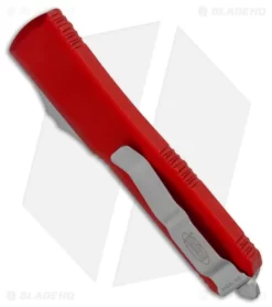 Microtech Ultratech Bayonet OTF Automatic Knife Red (3.4" Stonewash) -Knife Shop Microtech Ultratech Bayo OTF Tri Grip Red SW 120 10RD BHQ 31819 jr sidetd
