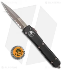 Microtech Ultratech Bayonet OTF Automatic Knife Black (3.4" Bronze Apoc Serr) -Knife Shop Microtech Ultratech SE Bayo OTF Auto CC Black Bronze Apocalyptic Serr 121 14AP BHQ 135891 jr bottlecap