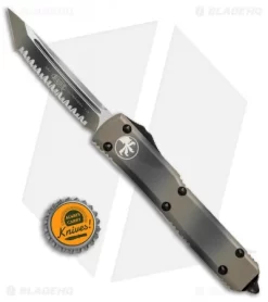 Microtech Ultratech T/E OTF Automatic Knife CC (3.4" Tan Camo Full Serr) 123-3TC -Knife Shop Microtech Ultratech TE CC tan camo full serr BHQ 52469 er size