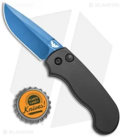 Paragon Snapper Black Automatic Knife Black Aluminum (2.5" Blue) -Knife Shop Paragon Snapper Black Auto Blue BHQ 122943 jr bottlecap