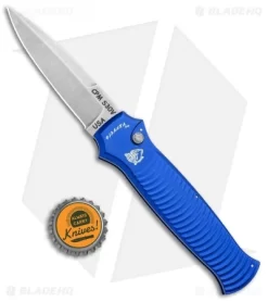 Piranha Bodyguard Automatic Knife Blue (3.3" Stonewash) -Knife Shop Piranha Bodyguard Auto Blue SW BHQ 1079 jr bottlecap