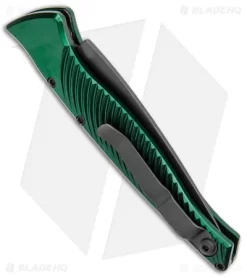 Piranha DNA Automatic Tactical Knife Green Aluminum (3.25" Black) 6 Piranha DNA Automatic Tactical Knife Green Aluminum (3.25" Black) -Knife Shop Piranha DNA Auto Green Alum Black BHQ 33087 jr side