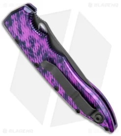 Piranha Mini Predator Plum Purple/Black Tactical Automatic Knife (3.5" Black) 6 Piranha Mini Predator Plum Purple/Black Tactical Automatic Knife (3.5" Black) -Knife Shop Piranha Mini Predator Purple Tactical Auto Black BHQ 137763 jr side