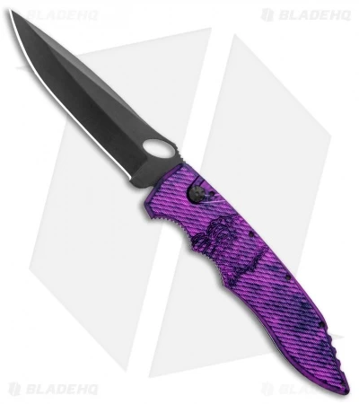 Piranha Mini Predator Plum Purple/Black Tactical Automatic Knife (3.5" Black) 1 Piranha Mini Predator Plum Purple/Black Tactical Automatic Knife (3.5" Black)