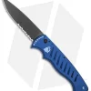 Piranha Tactical Blue P-1 Pocket Automatic Knife (3.2" Black Serr)