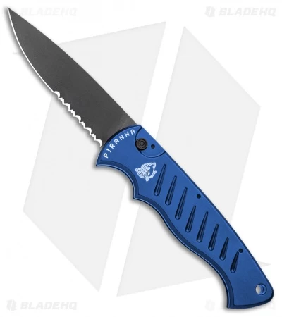 Piranha Tactical Blue P-1 Pocket Automatic Knife (3.2" Black Serr) 1 Piranha Tactical Blue P-1 Pocket Automatic Knife (3.2" Black Serr)