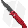 Piranha P1 Pocket Automatic Knife Red Tactical (3.2" Black Serr)