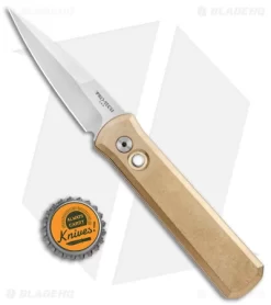 Pro-Tech Godson Automatic Knife Bronze Aluminum (3.15" Satin) 7110 -Knife Shop Pro Tech Godson Auto Bronze Aluminum Satin 7110 BHQ 140362 jr bottlecap
