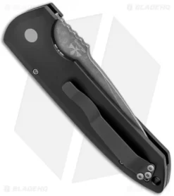 Protech Les George Rockeye Automatic Knife Bruce Shaw Skull (3.5" Acid SW) -Knife Shop Pro Tech Les George Rockeye Auto Bruce Shaw Sterling Silver Skull Acid LG361 AW BHQ 123681 jr side