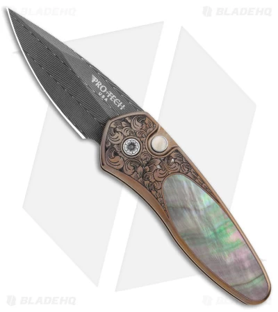 Pro-Tech Sprint Ultimate Custom Automatic Knife Bronze/Pearl (1.95" Damascus) 1 Pro-Tech Sprint Ultimate Custom Automatic Knife Bronze/Pearl (1.95" Damascus)