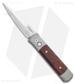 Protech Godfather Automatic Knife Gray/Cocobolo Wood (4" Satin)