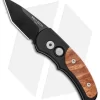 Pro-Tech Runt J4 Tanto Automatic Knife Box Elder Burl (1.94" Black) 5407-DB
