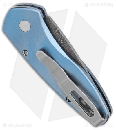 Pro-Tech Sprint Custom Automatic Knife Abalone/Blue Ti (1.95" Damascus) 2 Pro-Tech Sprint Custom Automatic Knife Abalone/Blue Ti (1.95" Damascus) - Image 2